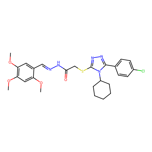 2-{[5-(4-chlorophenyl)-4-cyclohexyl-4H-1,2,4-triazol-3-yl]sulfanyl}-N'-[(E)-(2,4,5-trimethoxyphenyl)methylidene]acetohydrazide structure