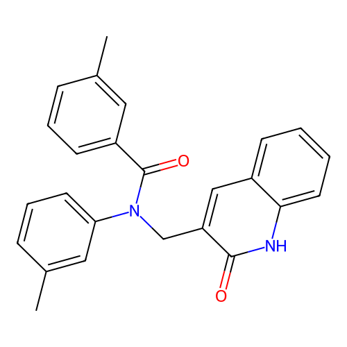 3-methyl-N-(3-methylphenyl)-N-[(2-oxo-1H-quinolin-3-yl)methyl]benzamide structure