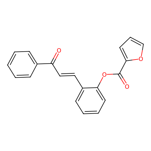 (E)-2-(3-oxo-3-phenylprop-1-en-1-yl)phenyl furan-2-carboxylate structure