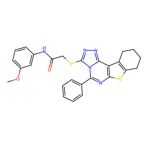 N-(3-methoxyphenyl)-2-((5-phenyl-8,9,10,11-tetrahydrobenzo[4,5]thieno[3,2-e][1,2,4]triazolo[4,3-c]pyrimidin-3-yl)thio)acetamide structure