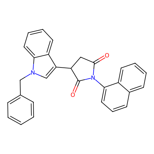 3-(1-benzyl-1H-indol-3-yl)-1-(naphthalen-1-yl)pyrrolidine-2,5-dione structure