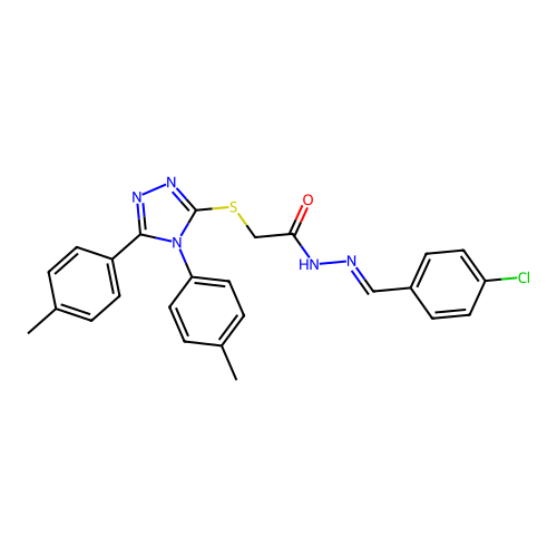2-{[4,5-bis(4-methylphenyl)-4H-1,2,4-triazol-3-yl]sulfanyl}-N'-[(E)-(4-chlorophenyl)methylidene]acetohydrazide structure