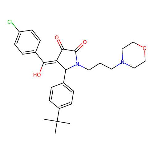 (4E)-5-(4-tert-butylphenyl)-4-[(4-chlorophenyl)-hydroxymethylidene]-1-(3-morpholin-4-ylpropyl)pyrrolidine-2,3-dione structure