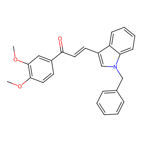 (2E)-3-(1-benzyl-1H-indol-3-yl)-1-(3,4-dimethoxyphenyl)prop-2-en-1-one structure