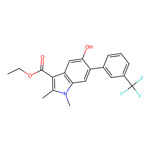 Ethyl 5-hydroxy-1,2-dimethyl-6-[3-(trifluoromethyl)phenyl]indole-3-carboxylate structure