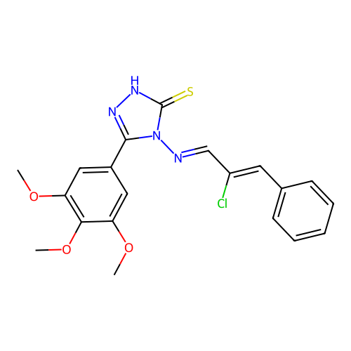 4-((E)-((Z)-2-chloro-3-phenylallylidene)amino)-5-(3,4,5-trimethoxyphenyl)-4H-1,2,4-triazole-3-thiol structure