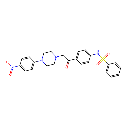 N-(4-{[4-(4-nitrophenyl)piperazin-1-yl]acetyl}phenyl)benzenesulfonamide structure