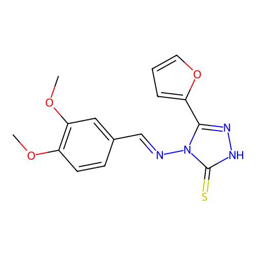 4-((3,4-Dimethoxybenzylidene)amino)5-(2-furyl)4H-1,2,4-triazol-3-YL hydrosulfide structure