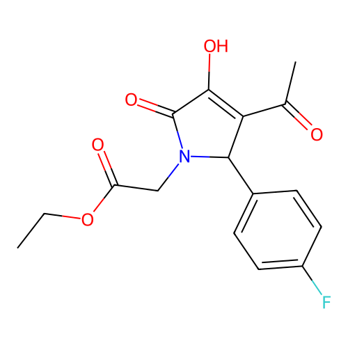 ethyl [3-acetyl-2-(4-fluorophenyl)-4-hydroxy-5-oxo-2,5-dihydro-1H-pyrrol-1-yl]acetate structure