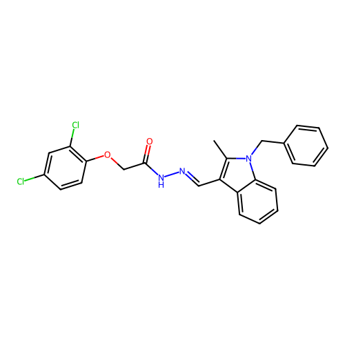 N'-[(E)-(1-benzyl-2-methyl-1H-indol-3-yl)methylidene]-2-(2,4-dichlorophenoxy)acetohydrazide structure