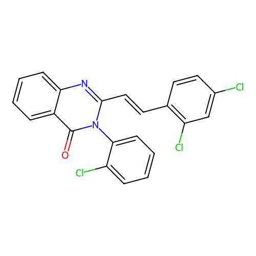 3-(2-chlorophenyl)-2-[(E)-2-(2,4-dichlorophenyl)ethenyl]quinazolin-4(3H)-one structure