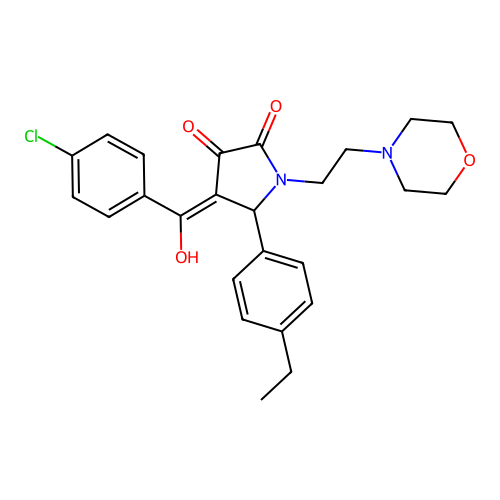 (4E)-4-[(4-chlorophenyl)-hydroxymethylidene]-5-(4-ethylphenyl)-1-(2-morpholin-4-ylethyl)pyrrolidine-2,3-dione structure