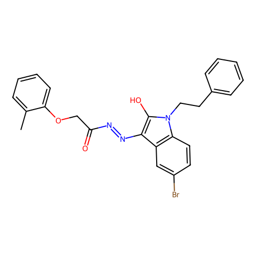 (Z)-N'-(5-bromo-2-oxo-1-phenethylindolin-3-ylidene)-2-(o-tolyloxy)acetohydrazide structure