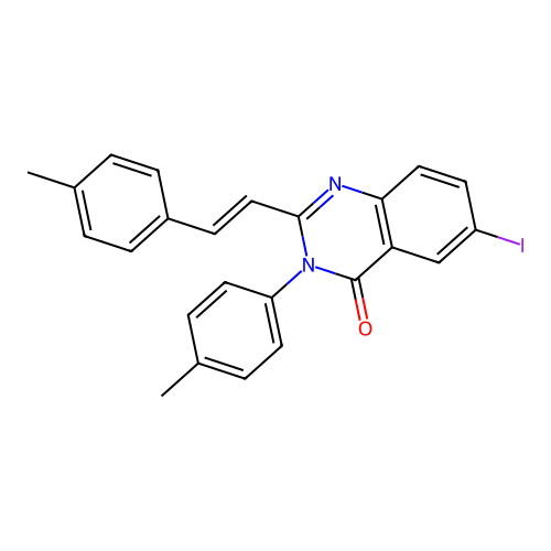 6-iodo-3-(4-methylphenyl)-2-[(E)-2-(4-methylphenyl)ethenyl]quinazolin-4-one structure