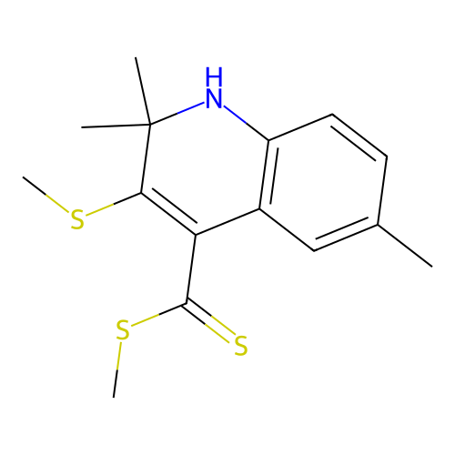 Methyl 2,2,6-trimethyl-3-(methylsulfanyl)-1,2-dihydroquinoline-4-carbodithioate structure