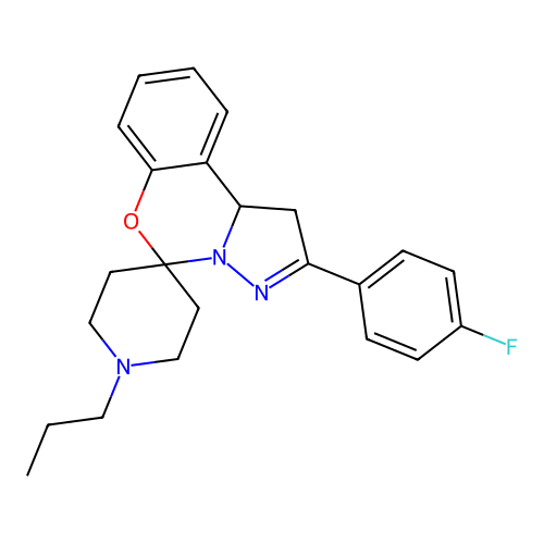2'-(4-fluorophenyl)-1-propyl-1',10b'-dihydrospiro[piperidine-4,5'-pyrazolo[1,5-c][1,3]benzoxazine] structure