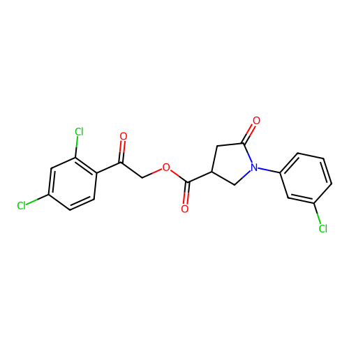 2-(2,4-dichlorophenyl)-2-oxoethyl 1-(3-chlorophenyl)-5-oxopyrrolidine-3-carboxylate structure