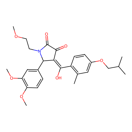 (4E)-5-(3,4-dimethoxyphenyl)-4-[hydroxy-[2-methyl-4-(2-methylpropoxy)phenyl]methylidene]-1-(2-methoxyethyl)pyrrolidine-2,3-dione structure