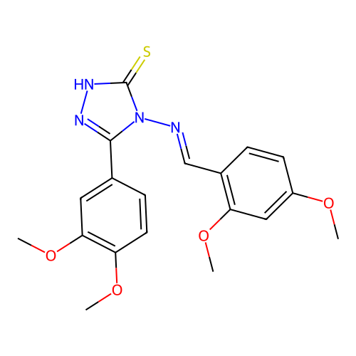 (E)-4-((2,4-dimethoxybenzylidene)amino)-5-(3,4-dimethoxyphenyl)-4H-1,2,4-triazole-3-thiol structure