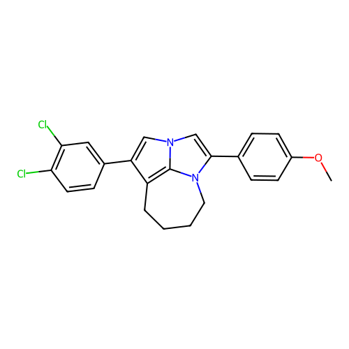 1-(3,4-dichlorophenyl)-4-(4-methoxyphenyl)-5,6,7,8-tetrahydro-2a,4a-diazacyclopenta[cd]azulene structure