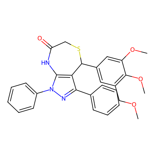 4-(3,4-dimethoxy-5-(methoxymethyl)phenyl)-1,3-diphenyl-6,8-dihydro-1H-pyrazolo[3,4-e][1,4]thiazepin-7(4H)-one structure