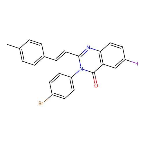 3-(4-bromophenyl)-6-iodo-2-[(E)-2-(4-methylphenyl)ethenyl]quinazolin-4(3H)-one structure