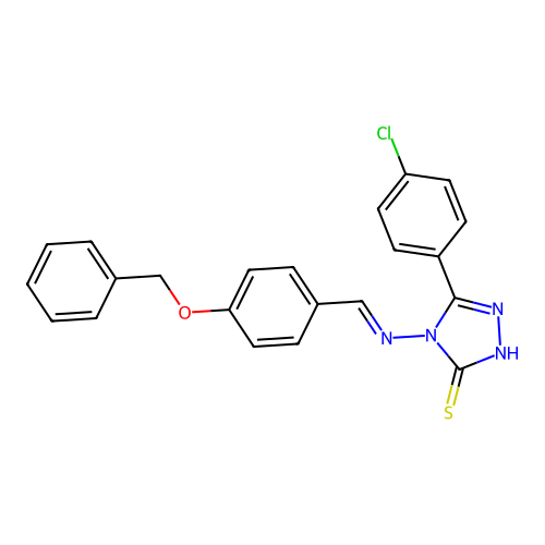 4-({(E)-[4-(benzyloxy)phenyl]methylidene}amino)-5-(4-chlorophenyl)-4H-1,2,4-triazole-3-thiol structure