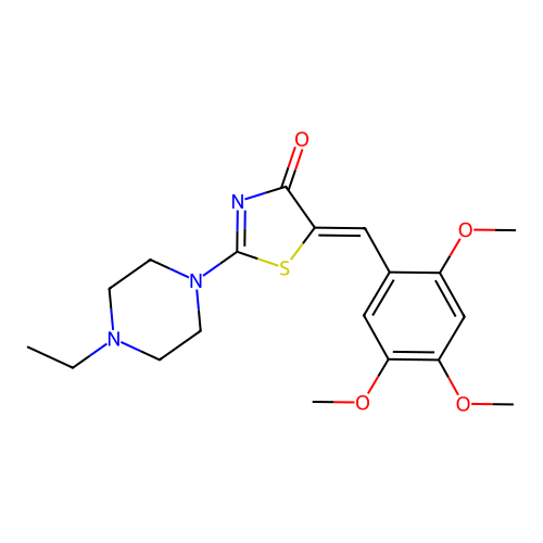 (5Z)-2-(4-ethylpiperazin-1-yl)-5-(2,4,5-trimethoxybenzylidene)-1,3-thiazol-4(5H)-one structure