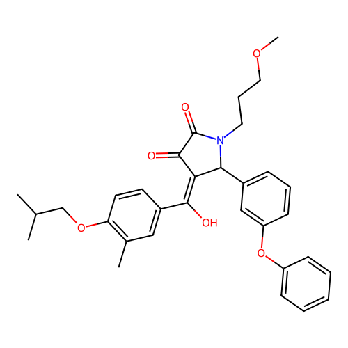 (4E)-4-[hydroxy-[3-methyl-4-(2-methylpropoxy)phenyl]methylidene]-1-(3-methoxypropyl)-5-(3-phenoxyphenyl)pyrrolidine-2,3-dione structure