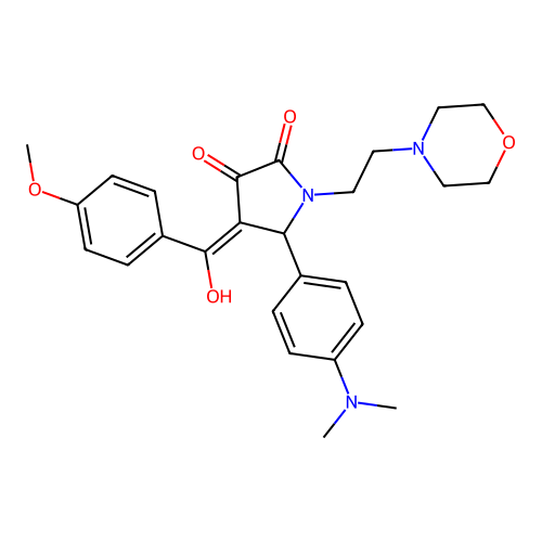 (4E)-5-(4-dimethylaminophenyl)-4-[hydroxy-(4-methoxyphenyl)methylidene]-1-(2-morpholin-4-ylethyl)pyrrolidine-2,3-dione structure