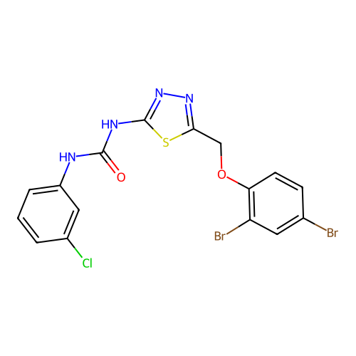 1-(3-Chlorophenyl)-3-[5-[(2,4-dibromophenoxy)methyl]-1,3,4-thiadiazol-2-yl]urea structure