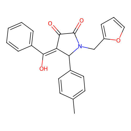 (4E)-1-(furan-2-ylmethyl)-4-[hydroxy(phenyl)methylidene]-5-(4-methylphenyl)pyrrolidine-2,3-dione structure
