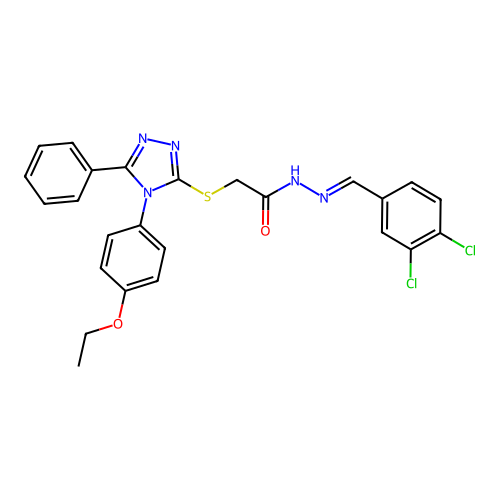 N'-[(E)-(3,4-dichlorophenyl)methylidene]-2-{[4-(4-ethoxyphenyl)-5-phenyl-4H-1,2,4-triazol-3-yl]sulfanyl}acetohydrazide structure