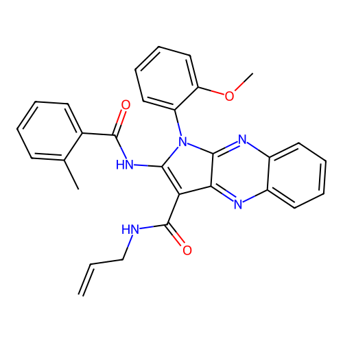 1-(2-methoxyphenyl)-2-[(2-methylbenzoyl)amino]-N-prop-2-enylpyrrolo[3,2-b]quinoxaline-3-carboxamide structure