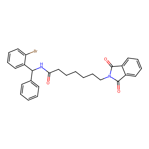 N-((2-bromophenyl)(phenyl)methyl)-7-(1,3-dioxoisoindolin-2-yl)heptanamide structure