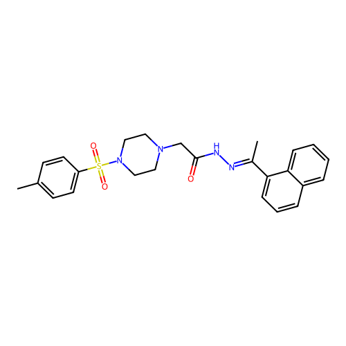 2-{4-[(4-methylphenyl)sulfonyl]piperazin-1-yl}-N'-[(1E)-1-(naphthalen-1-yl)ethylidene]acetohydrazide structure