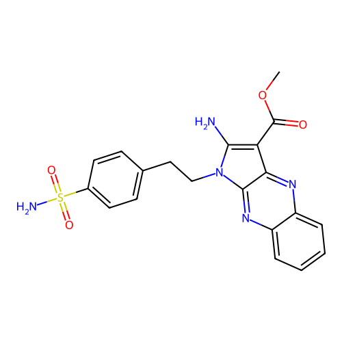 methyl 2-amino-1-(4-sulfamoylphenethyl)-1H-pyrrolo[2,3-b]quinoxaline-3-carboxylate structure