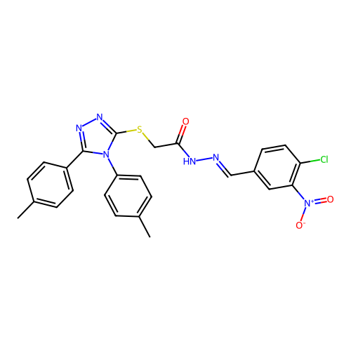 2-{[4,5-bis(4-methylphenyl)-4H-1,2,4-triazol-3-yl]sulfanyl}-N'-[(E)-(4-chloro-3-nitrophenyl)methylidene]acetohydrazide structure