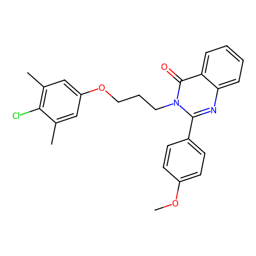 3-(3-(4-chloro-3,5-dimethylphenoxy)propyl)-2-(4-methoxyphenyl)quinazolin-4(3H)-one structure