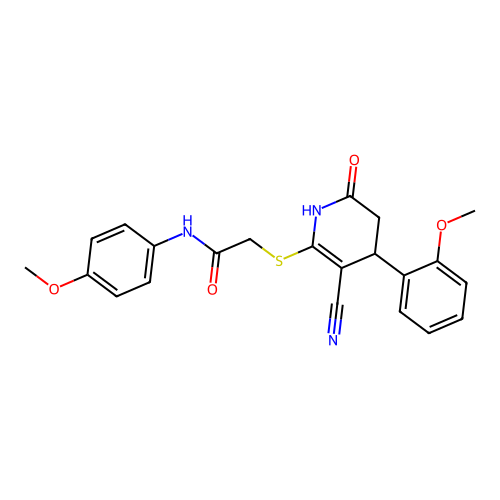 2-{[3-cyano-4-(2-methoxyphenyl)-6-oxo-1,4,5,6-tetrahydropyridin-2-yl]sulfanyl}-N-(4-methoxyphenyl)acetamide structure