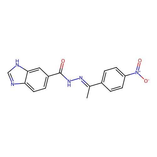 N'-[(1E)-1-(4-nitrophenyl)ethylidene]-1H-benzimidazole-5-carbohydrazide structure