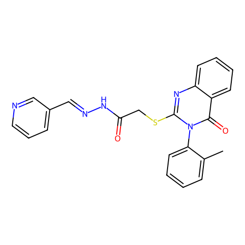 2-{[3-(2-methylphenyl)-4-oxo-3,4-dihydroquinazolin-2-yl]sulfanyl}-N'-[(E)-pyridin-3-ylmethylidene]acetohydrazide structure