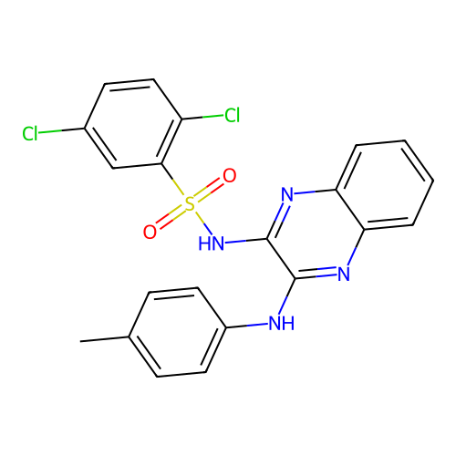 2,5-dichloro-N-{3-[(4-methylphenyl)amino]quinoxalin-2-yl}benzenesulfonamide structure