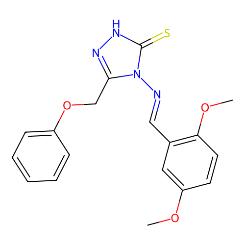 4-[(E)-(2,5-dimethoxyphenyl)methylideneamino]-3-(phenoxymethyl)-1H-1,2,4-triazole-5-thione structure