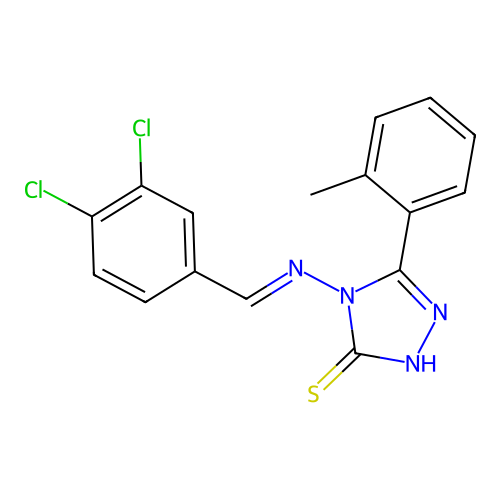 4-[(E)-(3,4-dichlorophenyl)methylideneamino]-3-(2-methylphenyl)-1H-1,2,4-triazole-5-thione structure