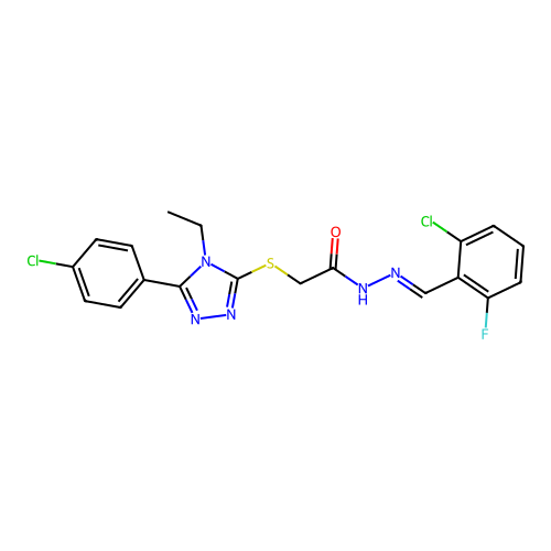N'-[(E)-(2-chloro-6-fluorophenyl)methylidene]-2-{[5-(4-chlorophenyl)-4-ethyl-4H-1,2,4-triazol-3-yl]sulfanyl}acetohydrazide structure
