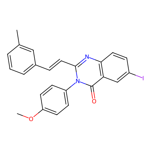 6-iodo-3-(4-methoxyphenyl)-2-[(E)-2-(3-methylphenyl)ethenyl]quinazolin-4(3H)-one structure