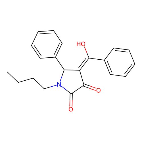 (4E)-1-butyl-4-[hydroxy(phenyl)methylidene]-5-phenylpyrrolidine-2,3-dione structure
