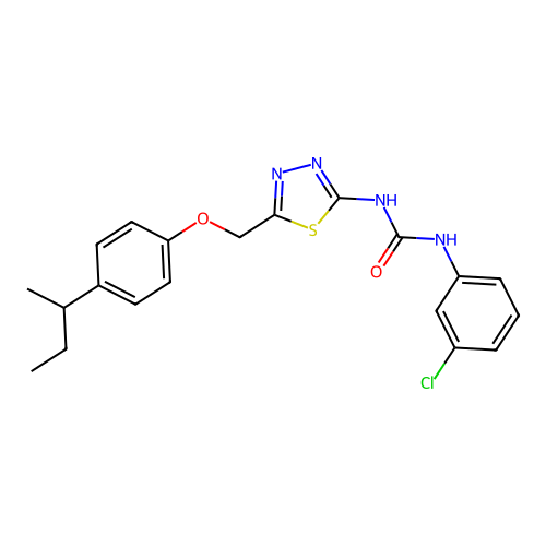 1-(5-((4-(sec-butyl)phenoxy)methyl)-1,3,4-thiadiazol-2-yl)-3-(3-chlorophenyl)urea structure
