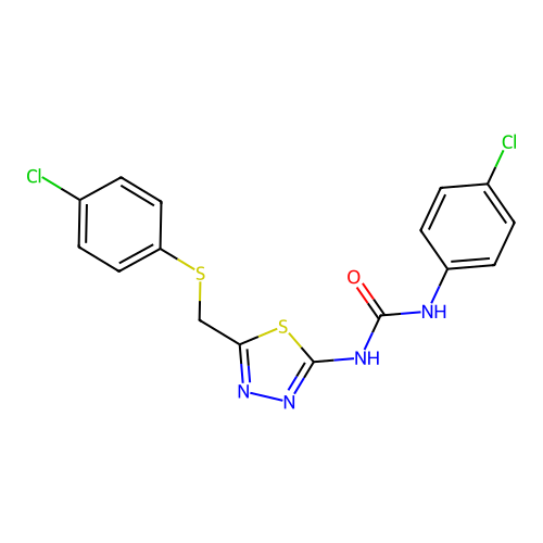 1-(4-Chloro-phenyl)-3-[5-(4-chloro-phenylsulfanylmethyl)-[1,3,4]thiadiazol-2-yl]-urea structure